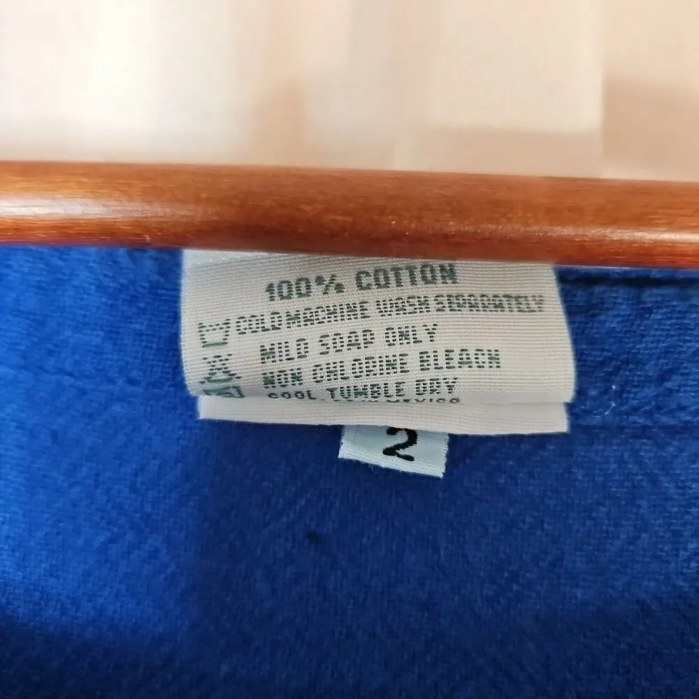 Oh My Gauze! Blue Ruffle Maxi Dress Women's 2 L XL Lagenlook Cotton Square Neck - Picture 7 of 7